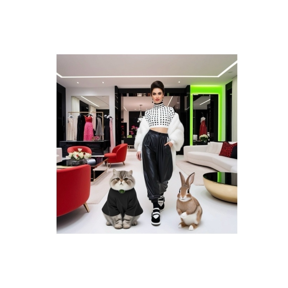 hANDCRAFTED digital art by me fashion with pets color print with lamination NWT